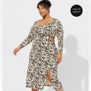 Torrid 3 3X Maxi Studio Knit Dress Open Sides Watercolor Zebra NWT